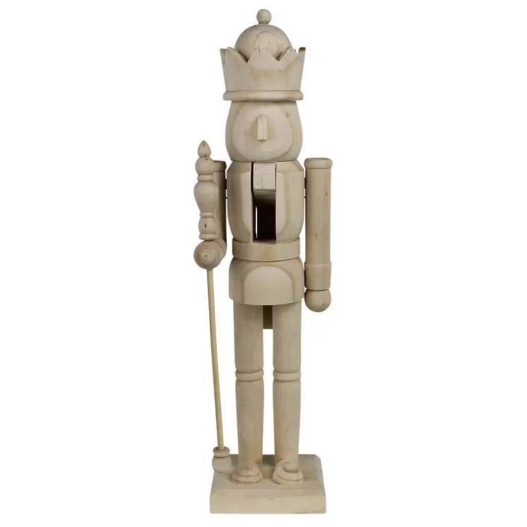 15" Natural Solid Wood Christmas Nutcracker Tabletop Sculpture