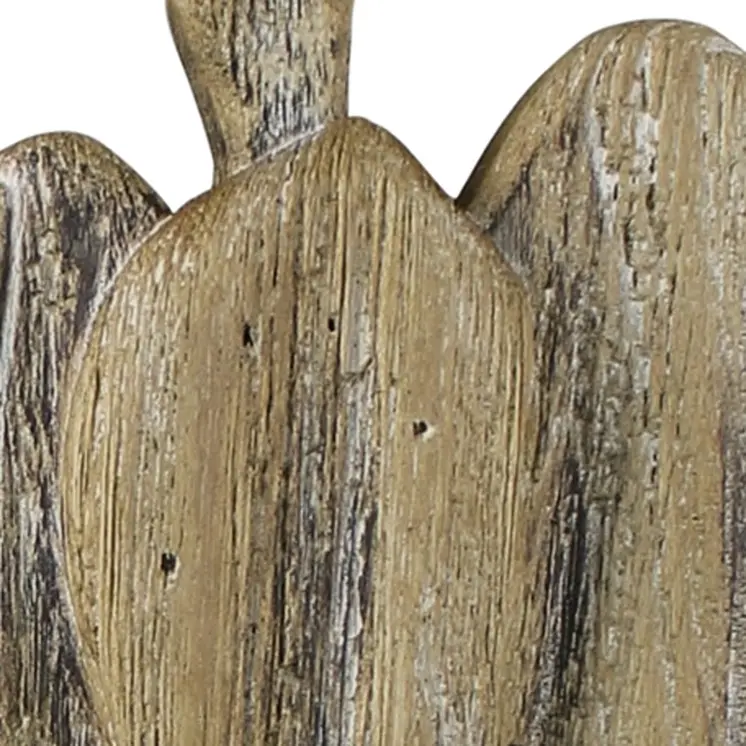 Set of Two Natural Solid Wood Angel Christmas Tabletop Sculpture