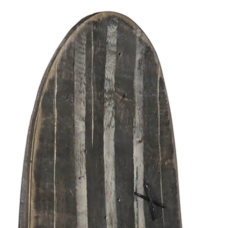 Set of Three Brown Black And Natural Distressed Solid Wood Surfboard Hanging Dimensional Sculptures