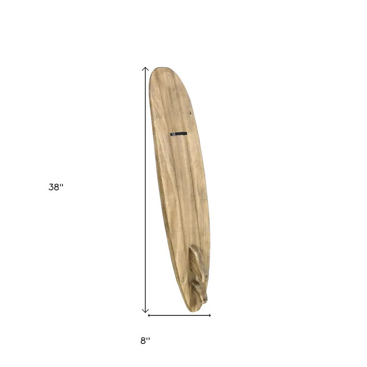 Set of Three Brown Black And Natural Distressed Solid Wood Surfboard Hanging Dimensional Sculptures