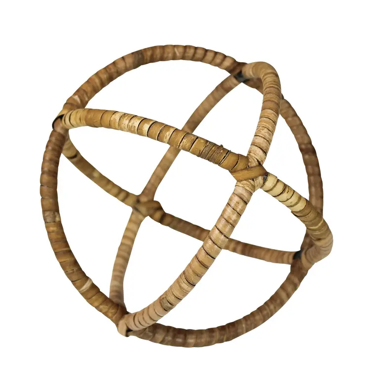 5" Natural Rattan Decorative Orb Tabletop Sculpture