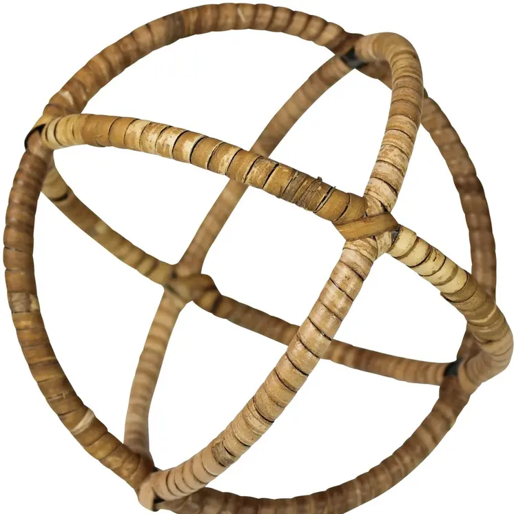 5" Natural Rattan Decorative Orb Tabletop Sculpture