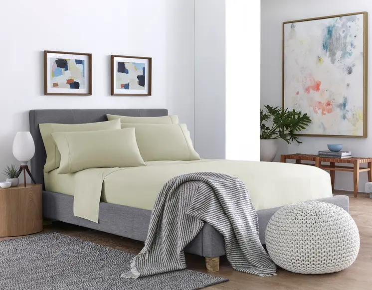 Six Piece Cream Microfiber King Sheet Set