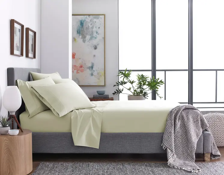 Six Piece Cream Microfiber King Sheet Set