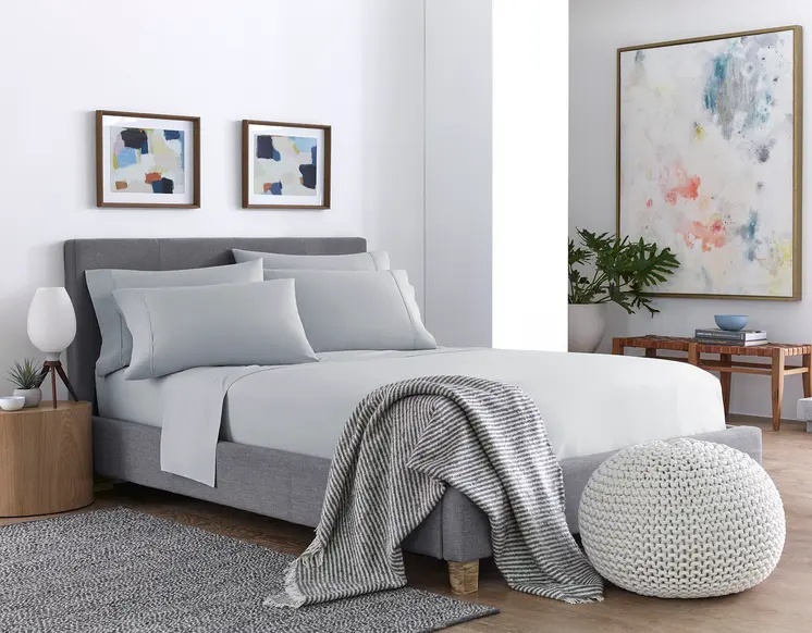 Six Piece Silver Microfiber King Sheet Set