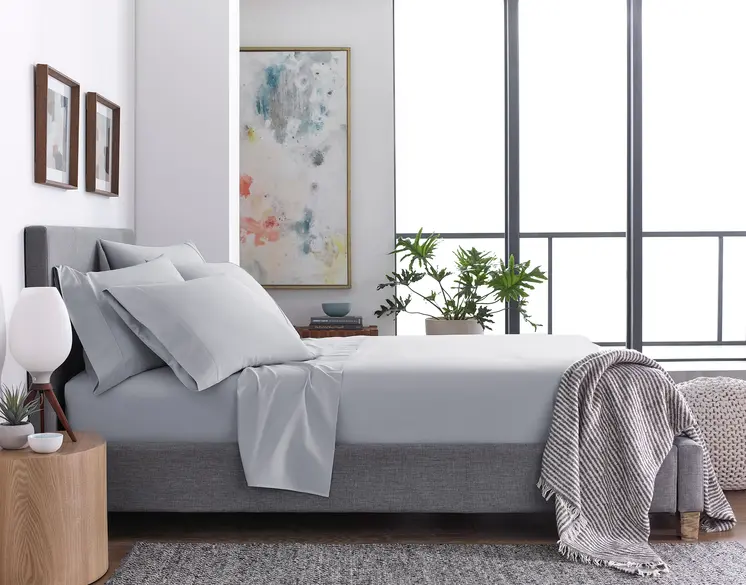 Six Piece Silver Microfiber King Sheet Set