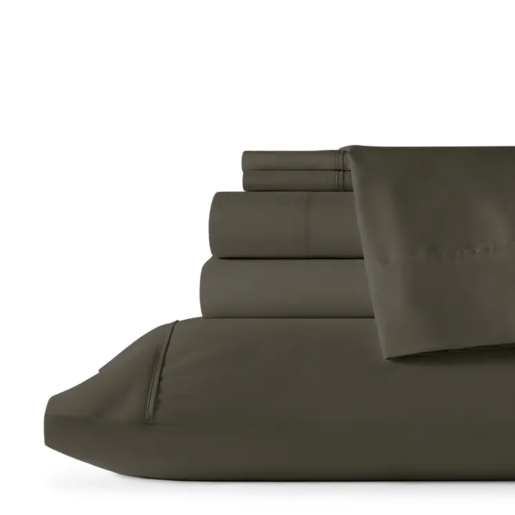 Six Piece Dark Gray Microfiber Queen Sheet Set