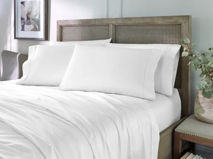 Six Piece White Tencel Lyocell Queen Sheet Set
