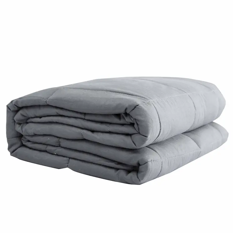 48" X 72" Light Gray Cotton Quilted Plush 15 Pound Weighted Blanket