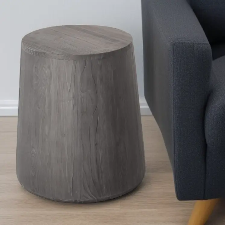 18" Ebony Solid Wood Round End Table