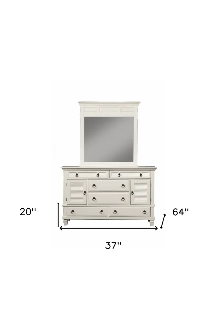 62" White Solid Wood Six Drawer Double Dresser