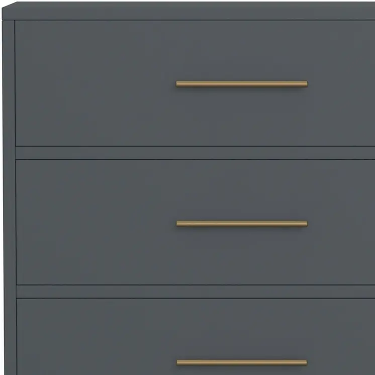33" Gray Solid Wood Five Drawer Dresser