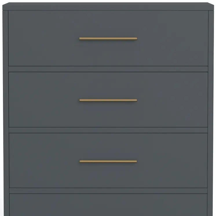 33" Gray Solid Wood Five Drawer Dresser