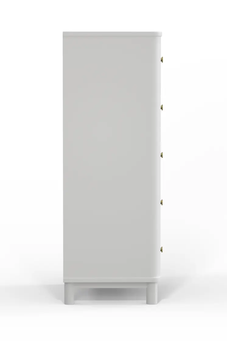 28" White Solid Wood Five Drawer Chest