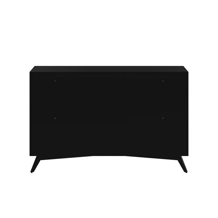 56" Black Solid Wood Seven Drawer Double Dresser