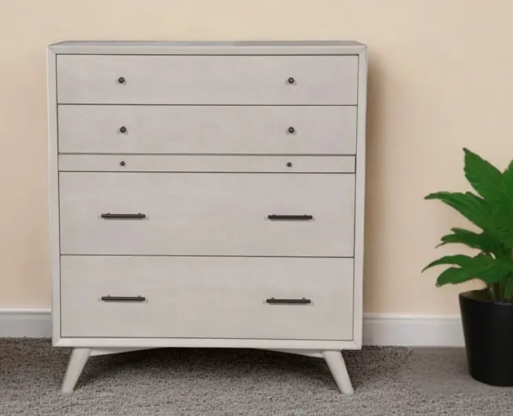 38" Gray Solid Wood Four Drawer Chest