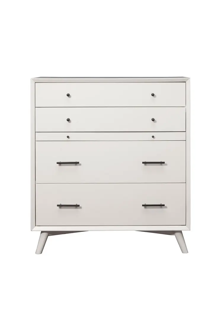 38" White Solid Wood Four Drawer Chest