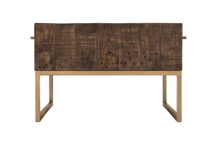 47" Dark Brown And Gold Metal Coffee Table With Drawer