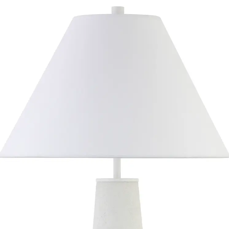 28" White Ceramic Table Lamp With White Cone Shade