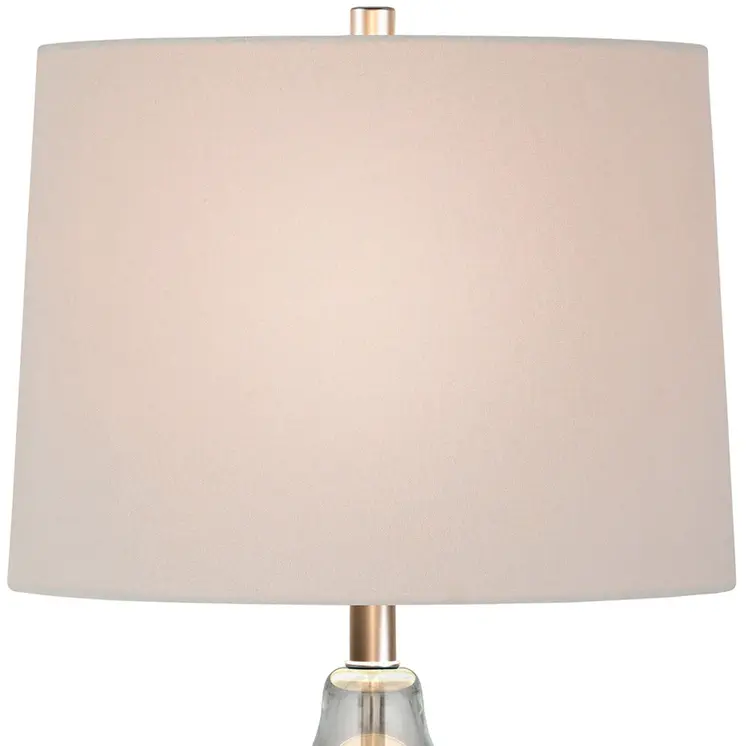 21" Clear Glass Gourd Table Lamp With White Drum Shade