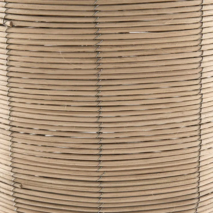 27" Natural Rattan Table Lamp With White Drum Shade
