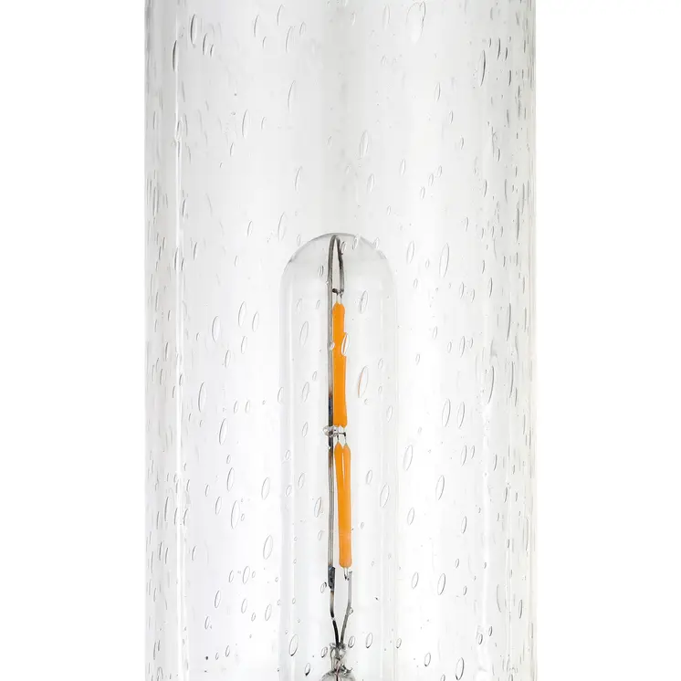 26" Black Metal Buffet Lamp With Clear Seeded Cylinder Shade