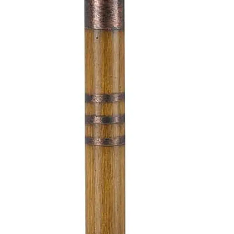 24" Rustic Bronze and Oak Metal Table Lamp With Brown Empire Shade