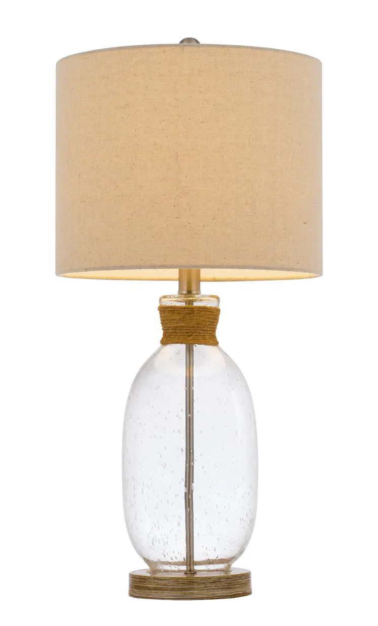 26" Brown Mason Jar Table Lamp With Brown Drum Shade