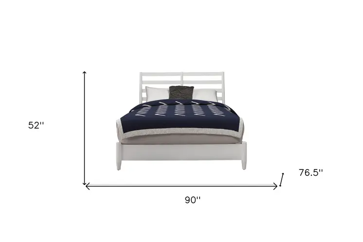 White Slat Back Solid Wood California King Bed Frame