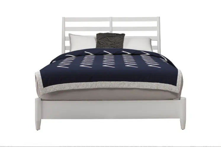 White Slat Back Solid Wood King Bed Frame