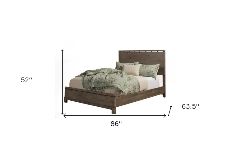 Gray Distressed Solid Wood Queen Bed Frame
