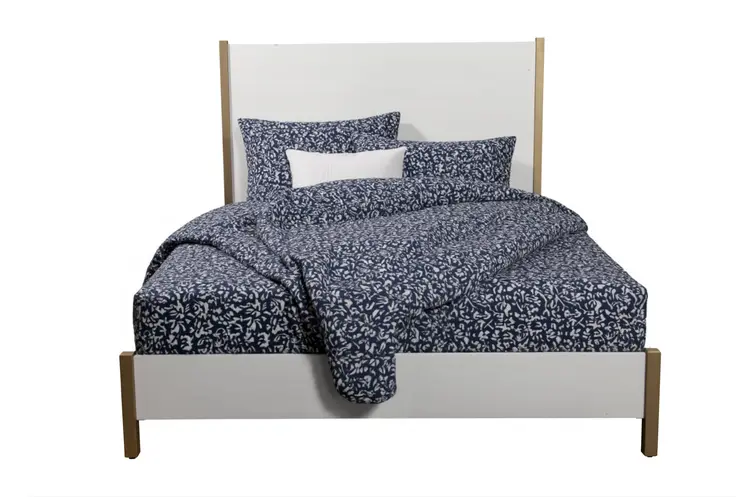 Gold And White Wood Queen Bed Frame