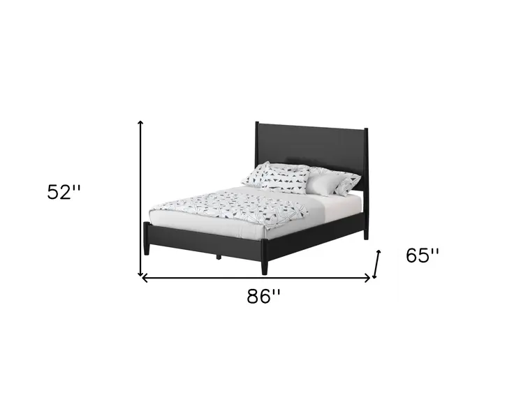 Black Solid Wood Queen Bed Frame