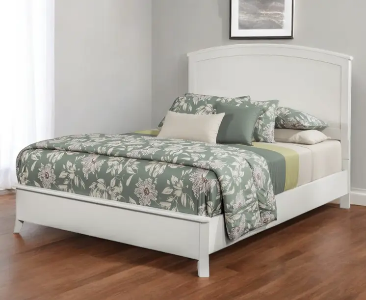 White Solid Wood King Bed Frame