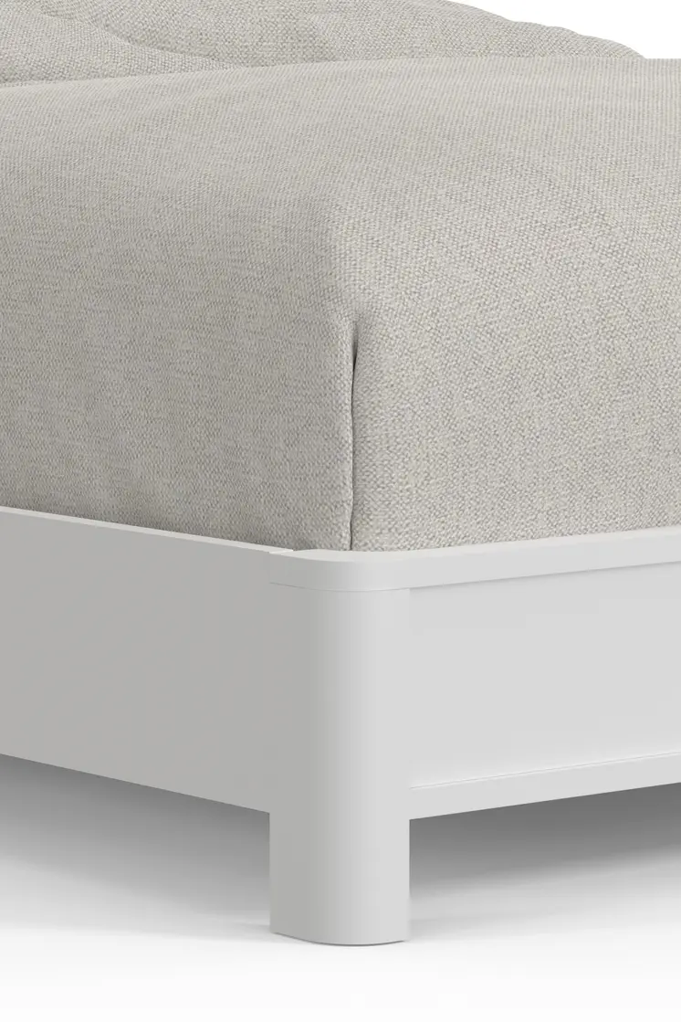 White Ribbed Texture Solid Wood California King Bed Frame