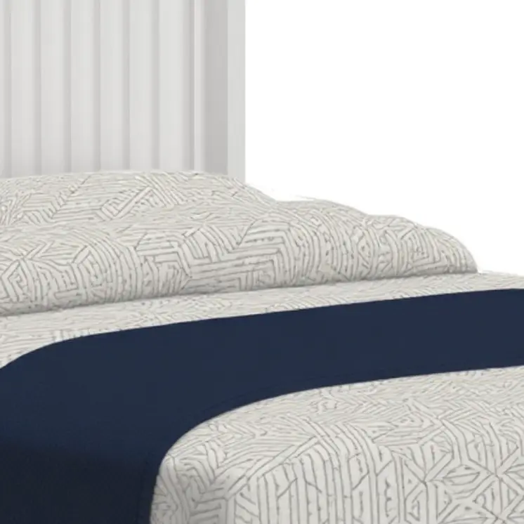 White Ribbed Texture Solid Wood King Bed Frame