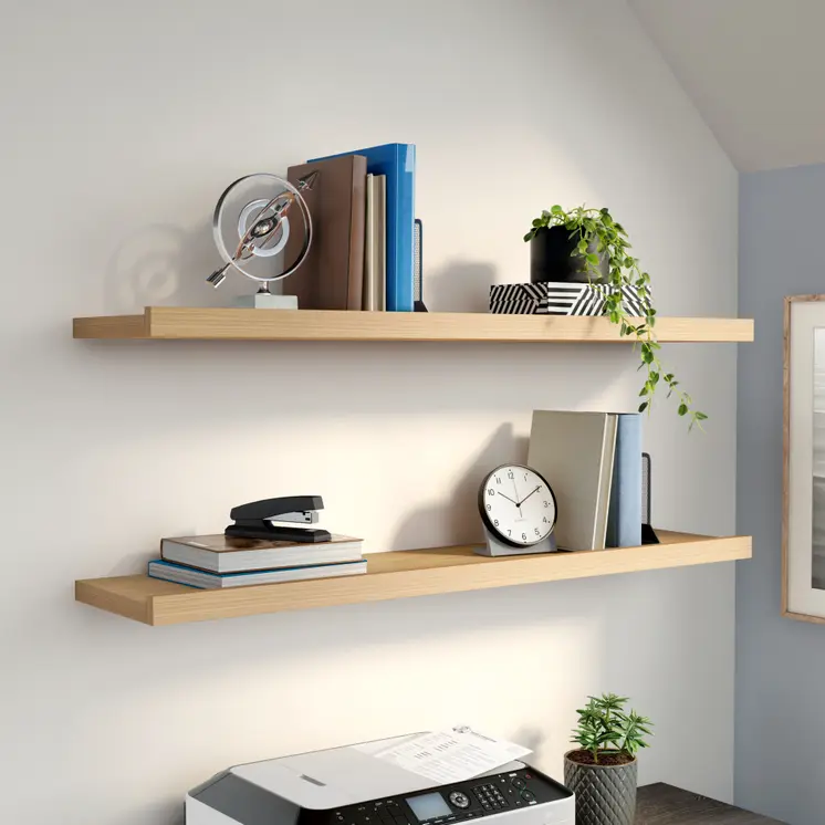47" Natural Wood Wall Mounted Floating Shelf