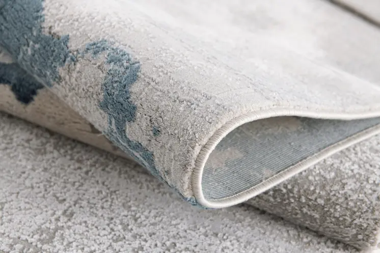 8' Blue And Gray Abstract Washable Runner Rug