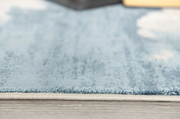 8' Blue And Gray Abstract Washable Runner Rug