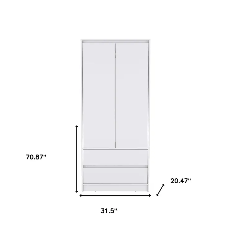 32" White Two Drawer Combo Dresser