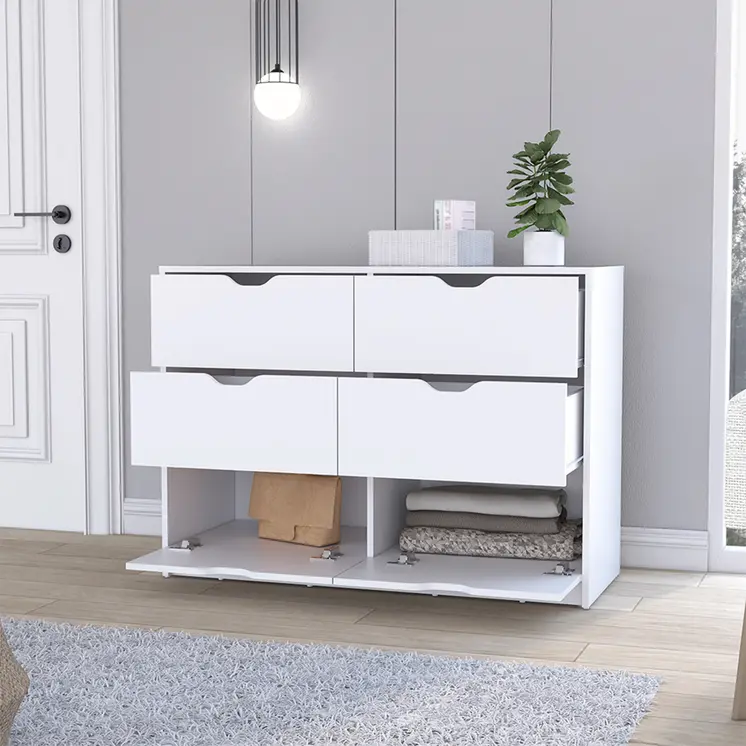 42" White Four Drawer Dresser
