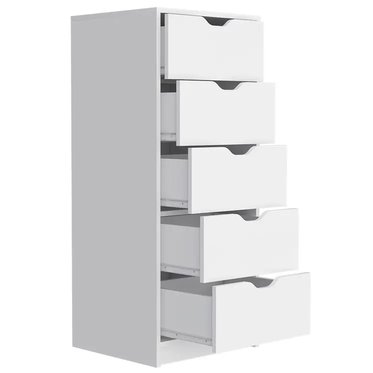 18" White Five Drawer Standard Chest