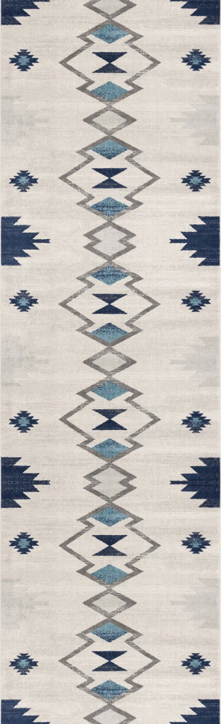 2' X 3' Blue and Beige Southwestern Non Skid Area Rug