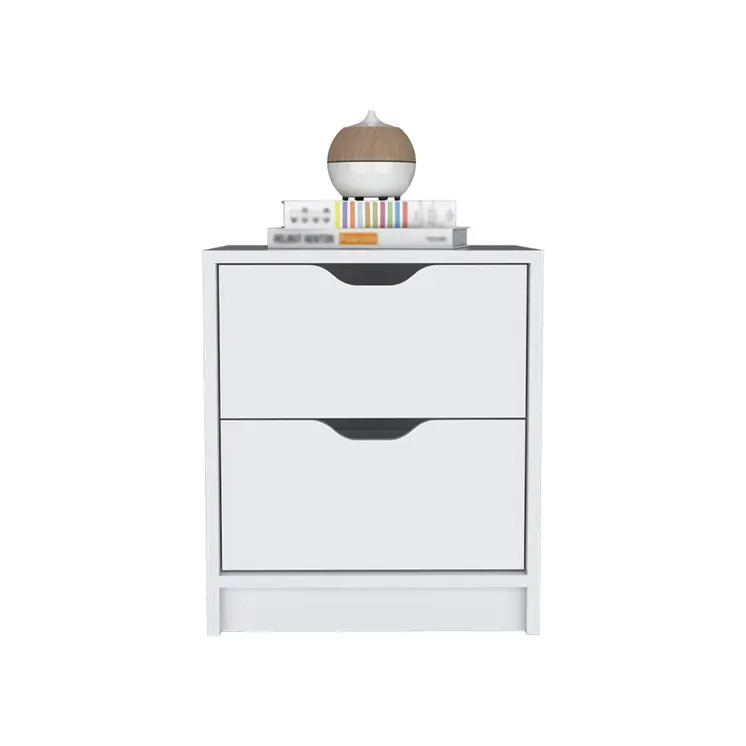 19" White Wood Two Drawer Nightstand