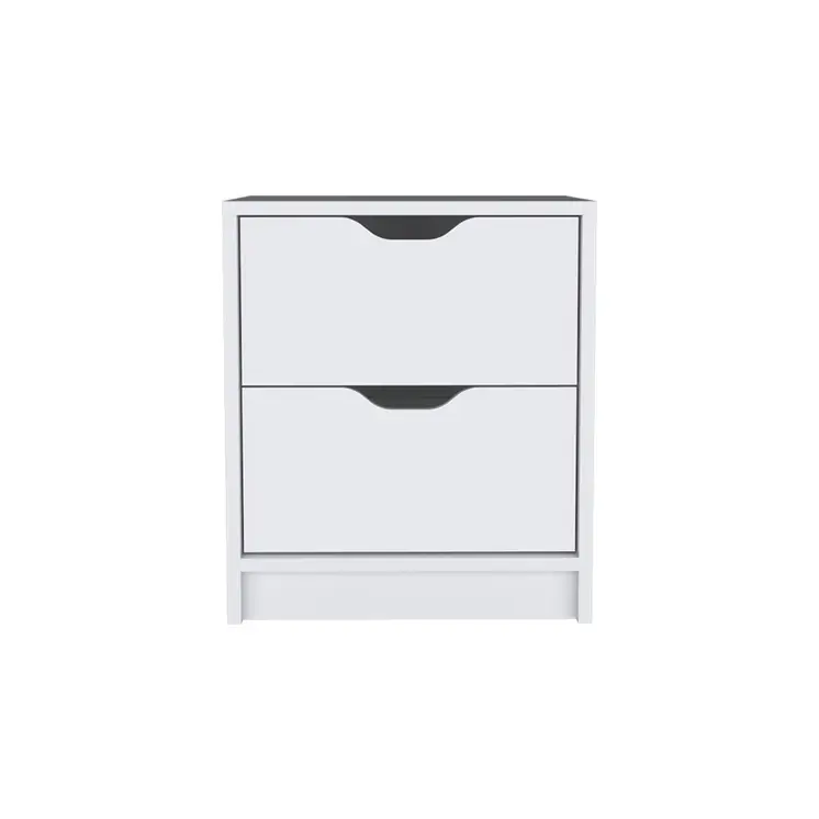 19" White Wood Two Drawer Nightstand