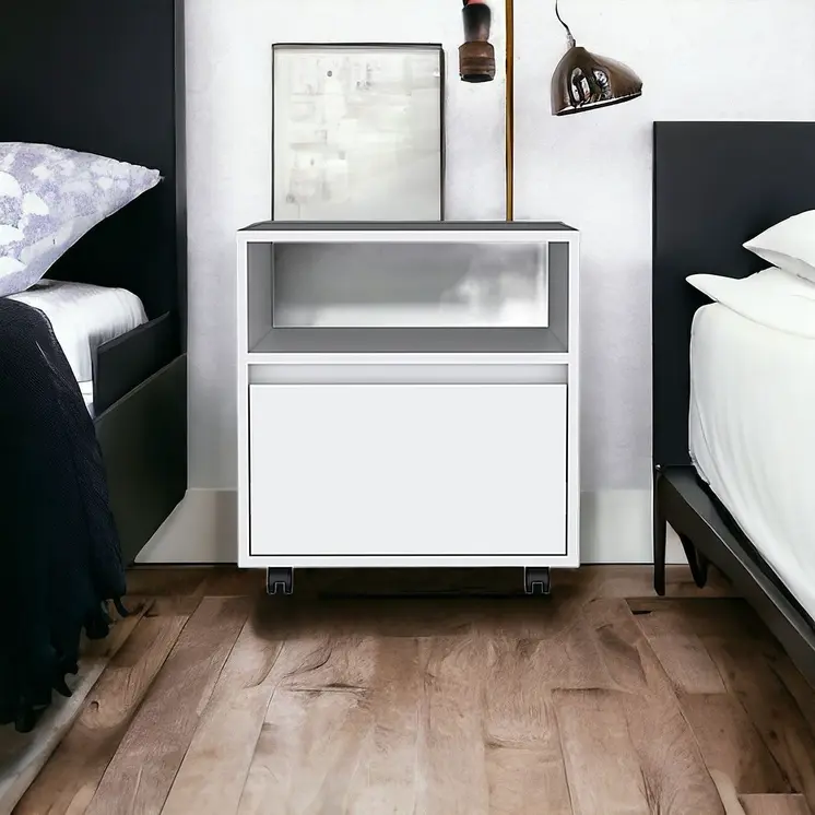20" White Wood One Drawer Nightstand