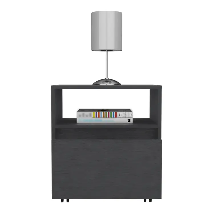 20" Black Wood One Drawer Nightstand