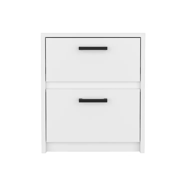 19" White Wood Two Drawer Nightstand