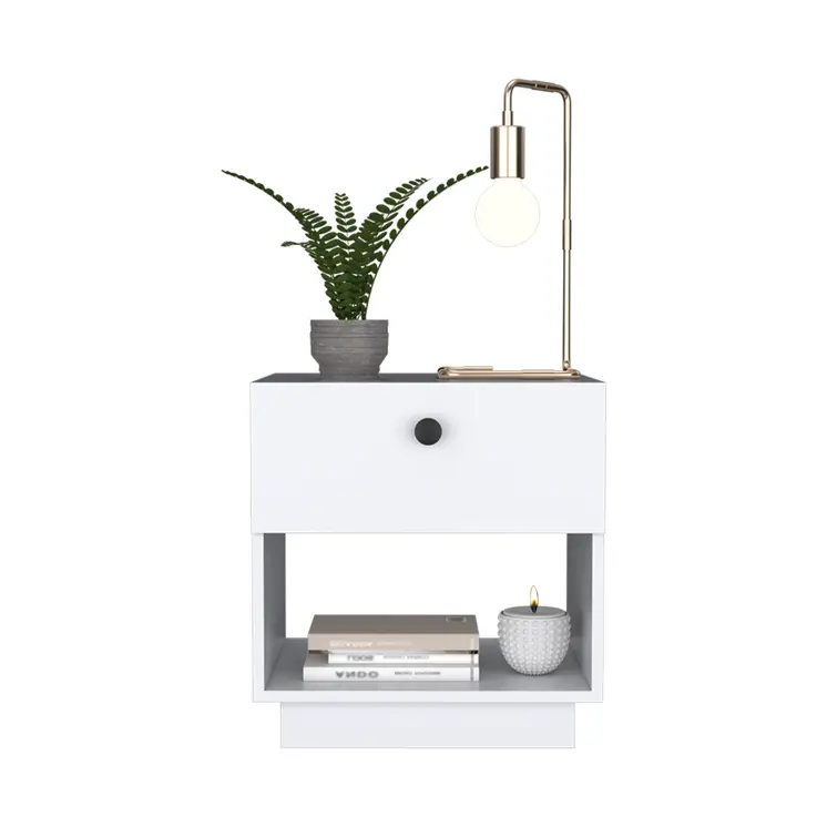 20" White Wood One Drawer Nightstand