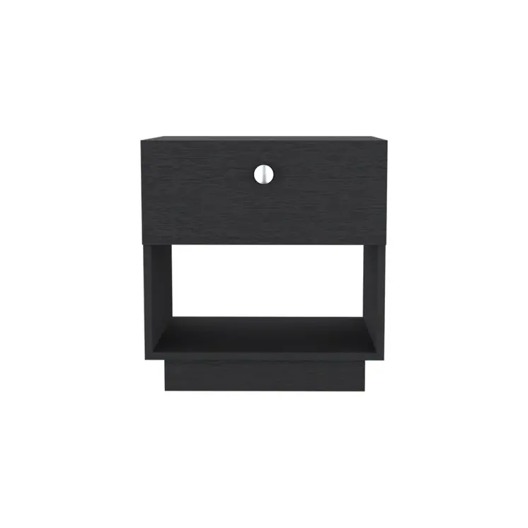 20" Black Wood One Drawer Nightstand